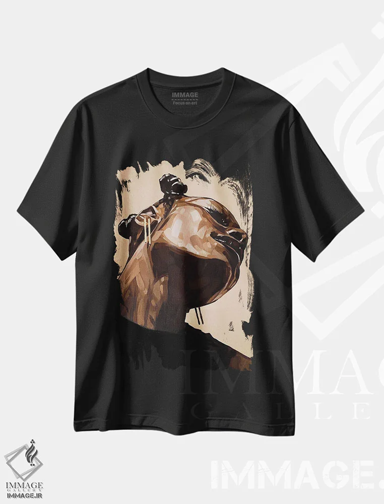 تیشرت مشکی طرح دار زارا، هنر آمریکایی آفریقایی تبار اثر هانا تیشلر | فروشگاه ایماژ