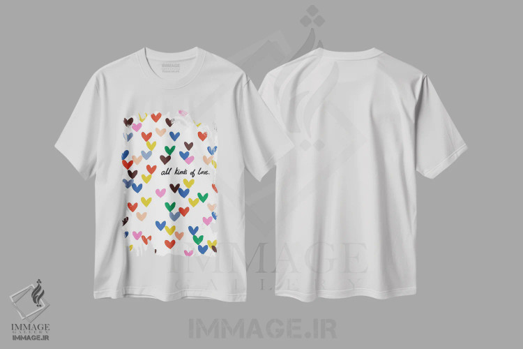 تیشرت سفید طرح دار عشق از هر نوعی، تزئینی اثر هانا بایزنگ | فروشگاه ایماژ