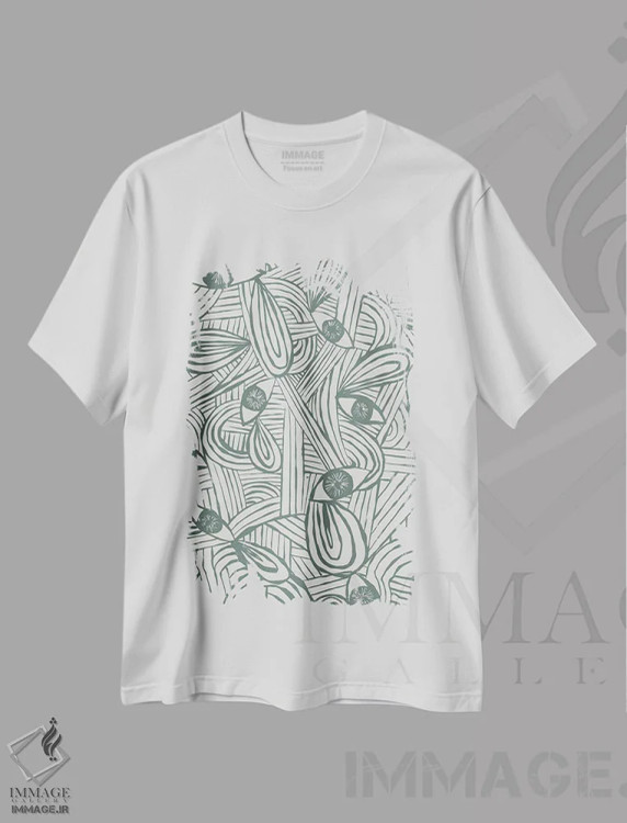 تیشرت سفید طرح دار مجموعهٔ کنجکاوی، تزئینی اثر هانا بایزنگ | immage.ir