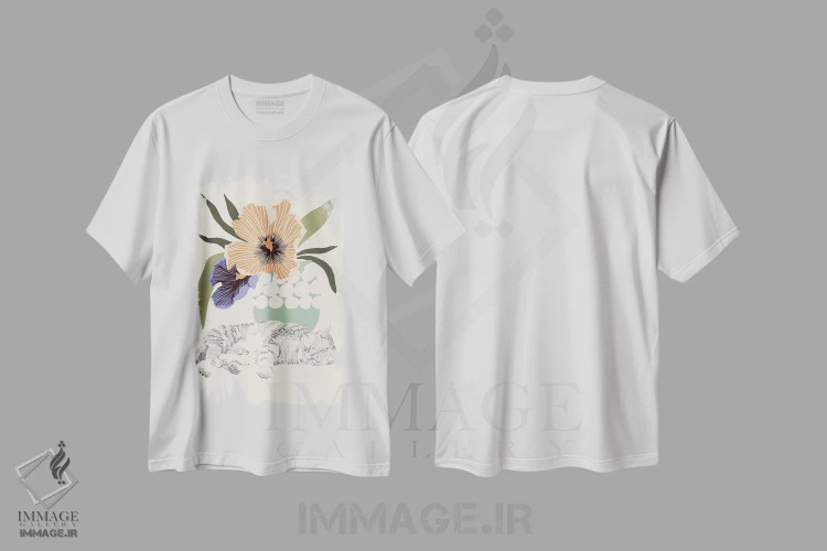 تیشرت سفید طرح دار گربه لاله ای، تزئینی اثر هانا بایزنگ | immage.ir