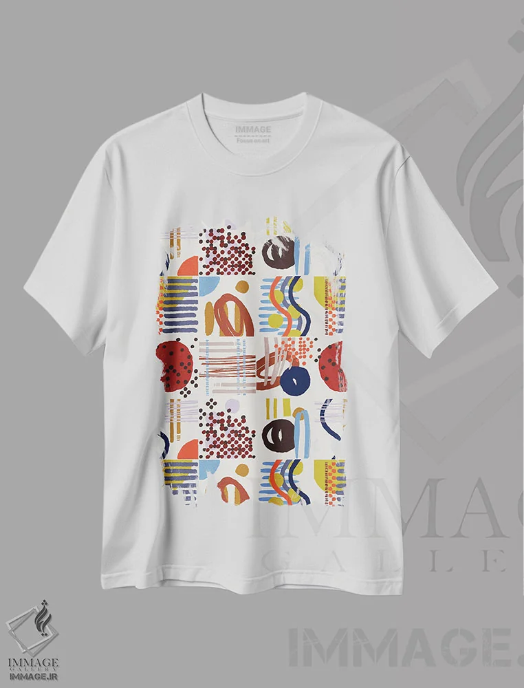 تیشرت سفید طرح دار طرح وصله مدرن، تزئینی اثر هانا بایزنگ | immage.ir