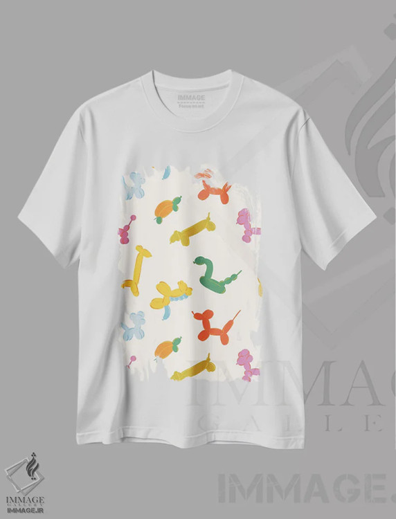 تیشرت سفید طرح دار حیوانات مهمانی، تزئینی اثر هانا بایزنگ | immage.ir