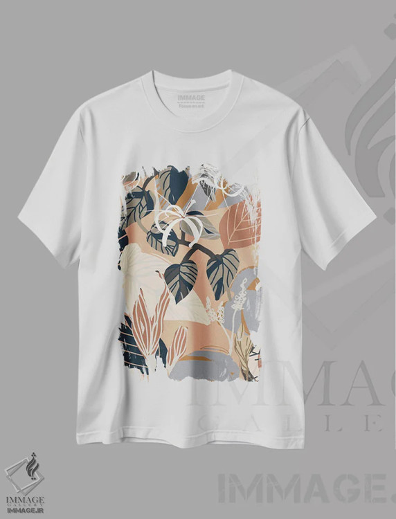 تیشرت سفید طرح دار الگوی رشد بیش از حد ملایم، دکور بوهمی اثر هانا بایزنگ | immage.ir