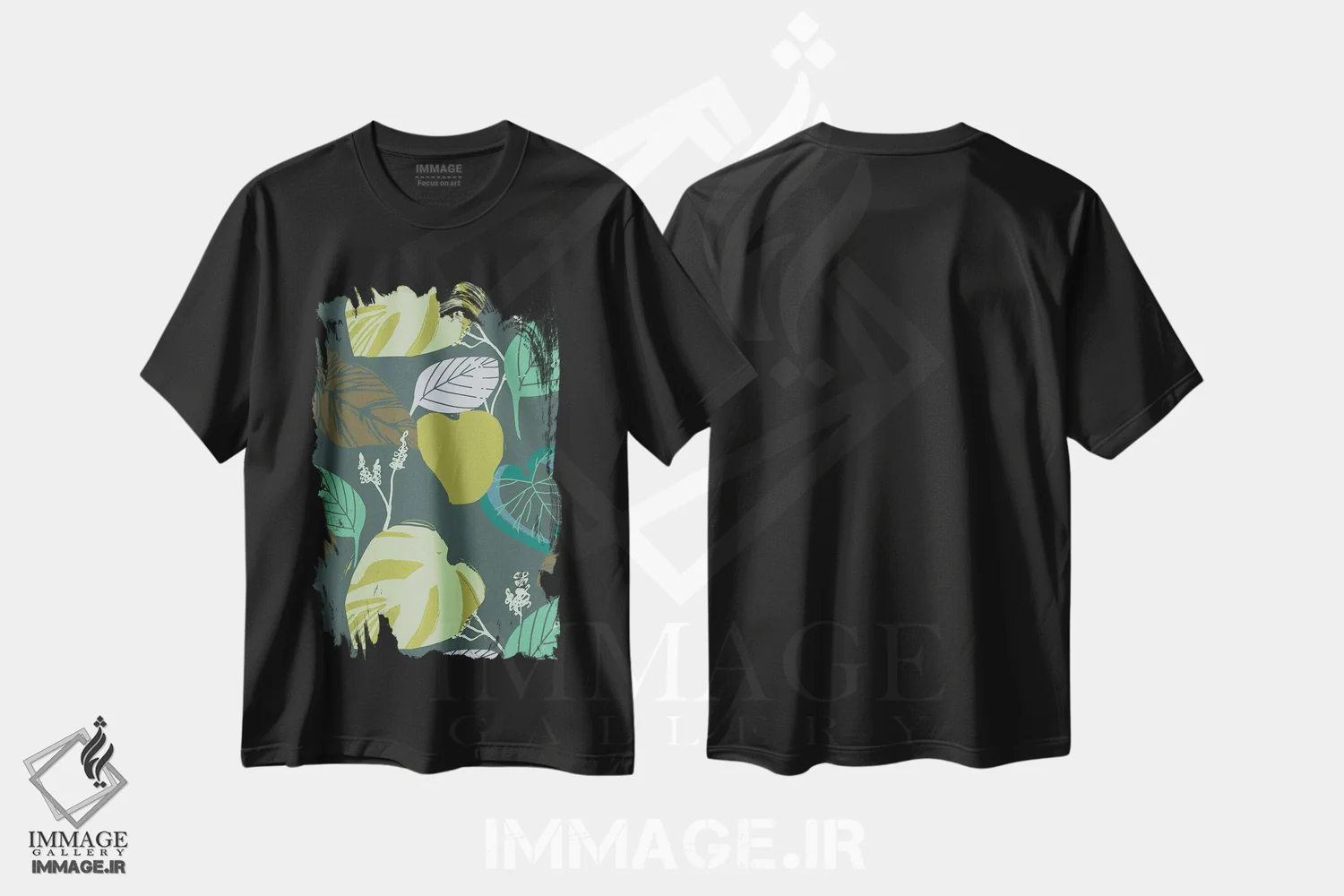 تیشرت مشکی طرح دار الگوی رشد زیرین تقویت شده، دکور بوهمی اثر هانا بایزنگ | immage.ir