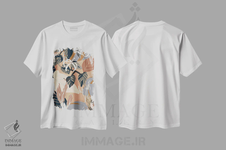 تیشرت سفید طرح دار الگوی رشد بیش از حد ملایم، دکور بوهمی اثر هانا بایزنگ | immage.ir