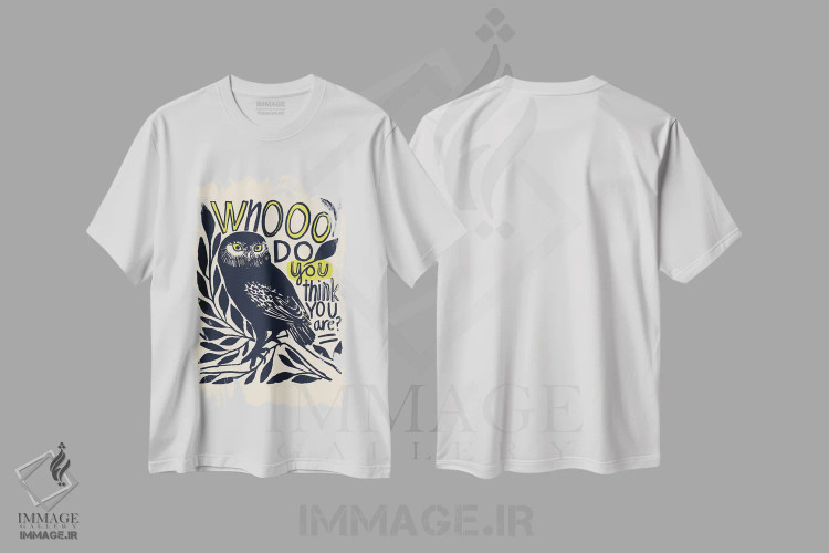 تیشرت سفید طرح دار جوهر جغدی، تزئینی اثر هانا بایزنگ | فروشگاه ایماژ