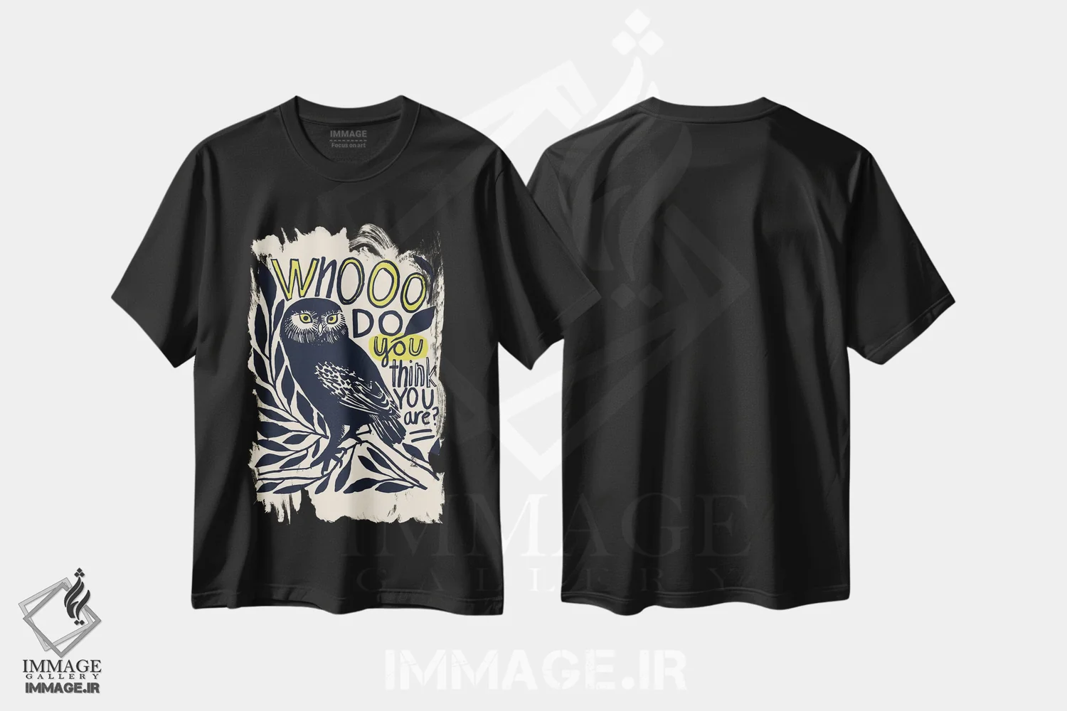 تیشرت مشکی طرح دار جوهر جغدی، تزئینی اثر هانا بایزنگ | immage.ir