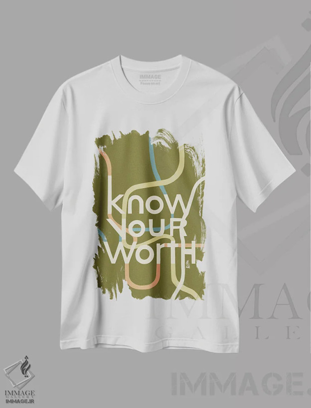 تیشرت سفید طرح دار مثبت XV، تزئینی اثر هانا بایزنگ | فروشگاه ایماژ