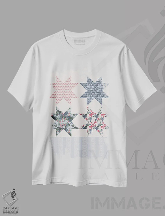 تیشرت سفید طرح دار باغ دشتی III، دکور روستایی اثر هانا بایزنگ | فروشگاه ایماژ