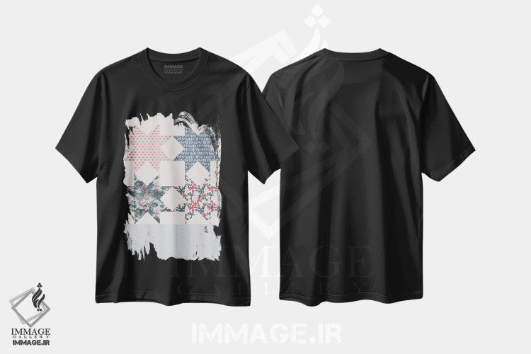 تیشرت مشکی طرح دار باغ دشتی III، دکور روستایی اثر هانا بایزنگ | immage.ir