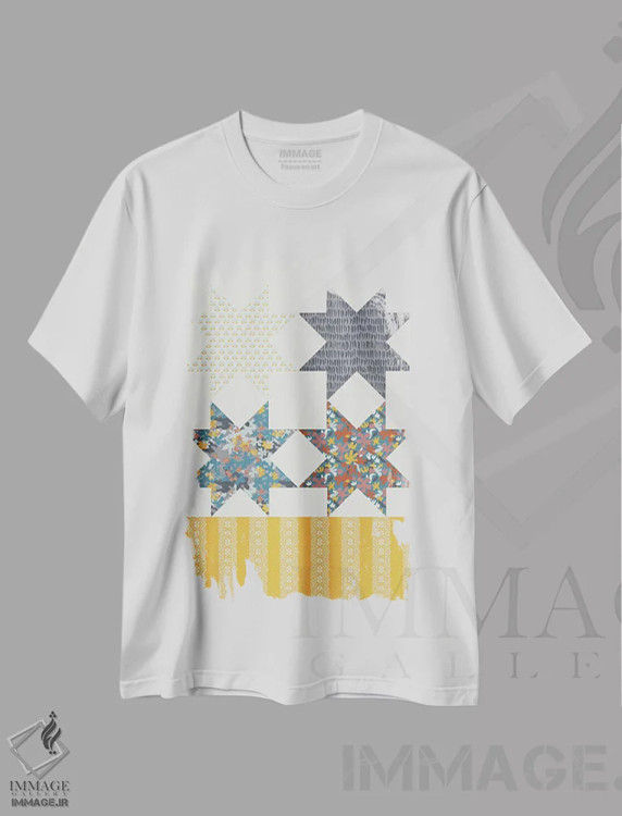 تیشرت سفید طرح دار باغ دشتی V، دکور روستایی اثر هانا بایزنگ | فروشگاه ایماژ