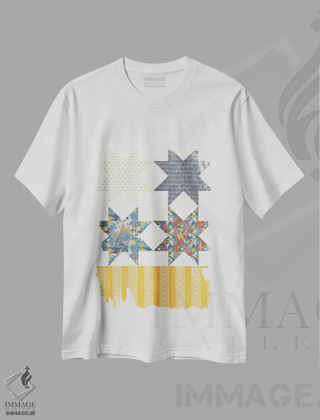 تیشرت سفید طرح دار باغ دشتی V، دکور روستایی اثر هانا بایزنگ | فروشگاه ایماژ