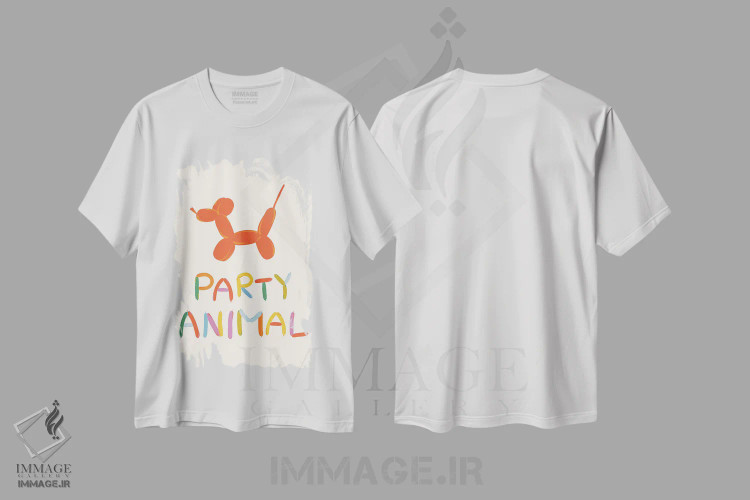 تیشرت سفید طرح دار سگ مهمانی، تزئینی اثر هانا بایزنگ | immage.ir