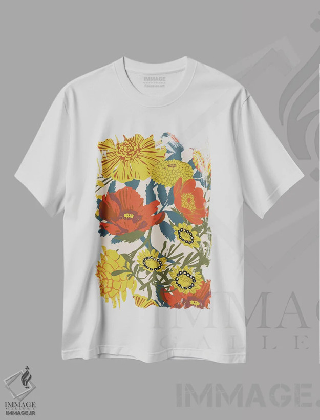 تیشرت سفید طرح دار طرح نمونه گیر، تزئینی اثر هانا بایزنگ | فروشگاه ایماژ