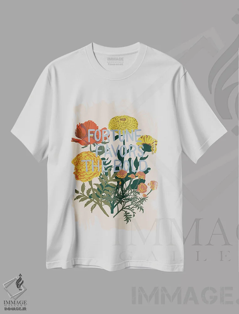 تیشرت سفید طرح دار نمونه گیر V، تزئینی اثر هانا بایزنگ | immage.ir