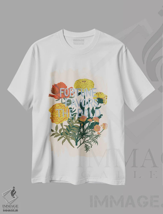 تیشرت سفید طرح دار نمونه گیر V، تزئینی اثر هانا بایزنگ | immage.ir