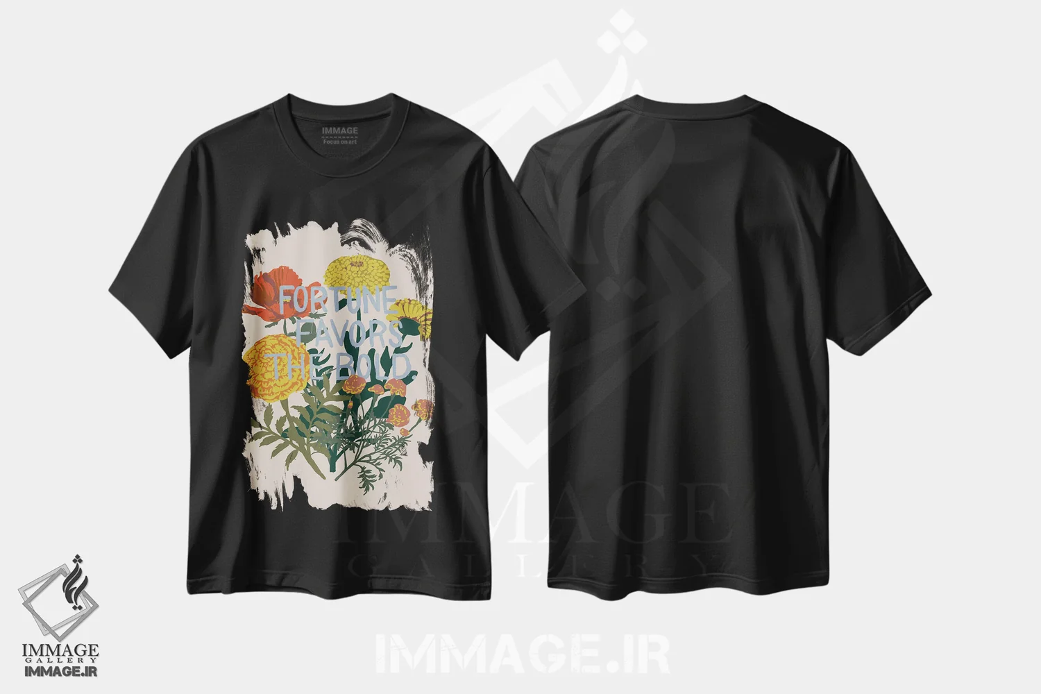 تیشرت مشکی طرح دار نمونه گیر V، تزئینی اثر هانا بایزنگ | فروشگاه ایماژ