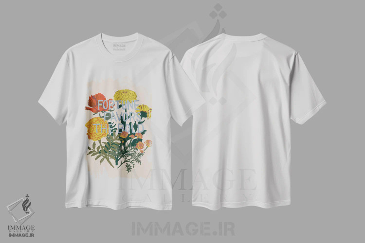 تیشرت سفید طرح دار نمونه گیر V، تزئینی اثر هانا بایزنگ | immage.ir