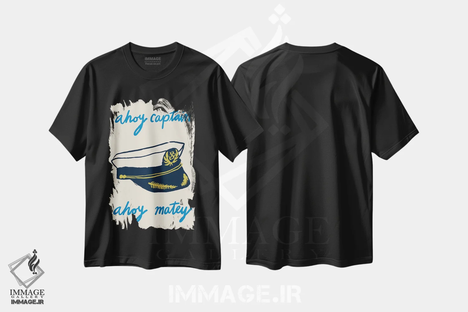 تیشرت مشکی طرح دار کاپیتان روز دریا، تزئینی اثر هانا بایزنگ | فروشگاه ایماژ