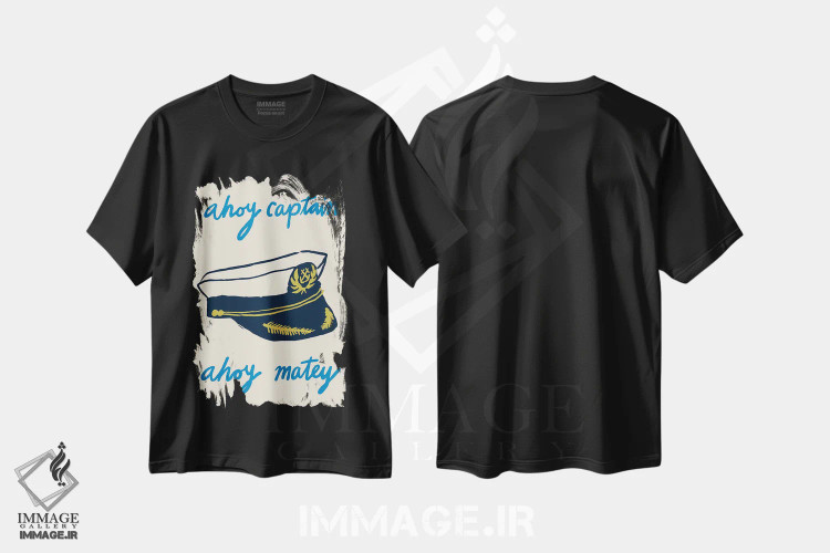 تیشرت مشکی طرح دار کاپیتان روز دریا، تزئینی اثر هانا بایزنگ | فروشگاه ایماژ