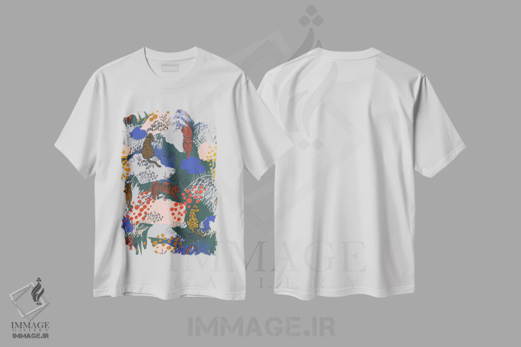 تیشرت سفید طرح دار باغ ببر جسورانه، تزئینی اثر هانا بایزنگ | immage.ir