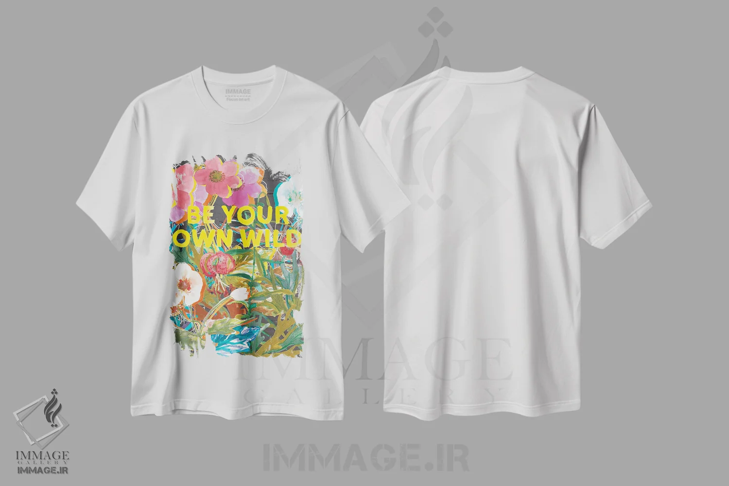 تیشرت سفید طرح دار خودت باش، تزئینی اثر هانا بایزنگ | فروشگاه ایماژ