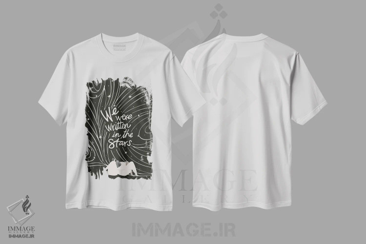 تیشرت سفید طرح دار ستاره های نوشته شده، هنر تزئینی سیاه و سفید اثر هانا بایزنگ | immage.ir
