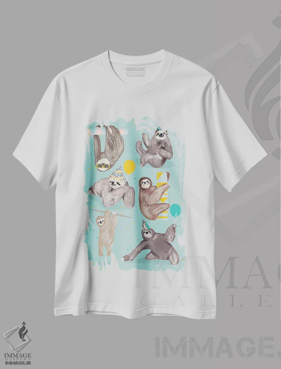 تیشرت سفید طرح دار مهمانی با تنبل ها، دکور معاصر اثر هانا ملین | immage.ir
