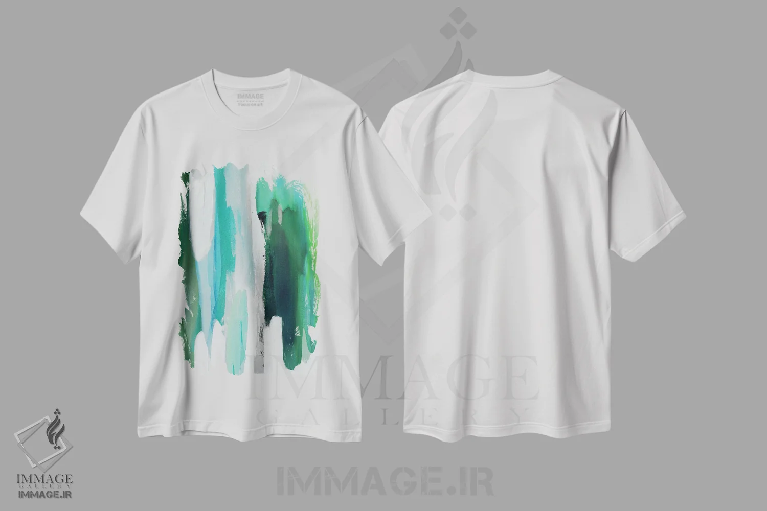 تیشرت سفید طرح دار همگرایی سبز II اثر جکی هانسون | immage.ir