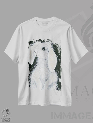 تیشرت سفید طرح دار خرگوش، تزئینی اثر هولی هکس آرت | فروشگاه ایماژ