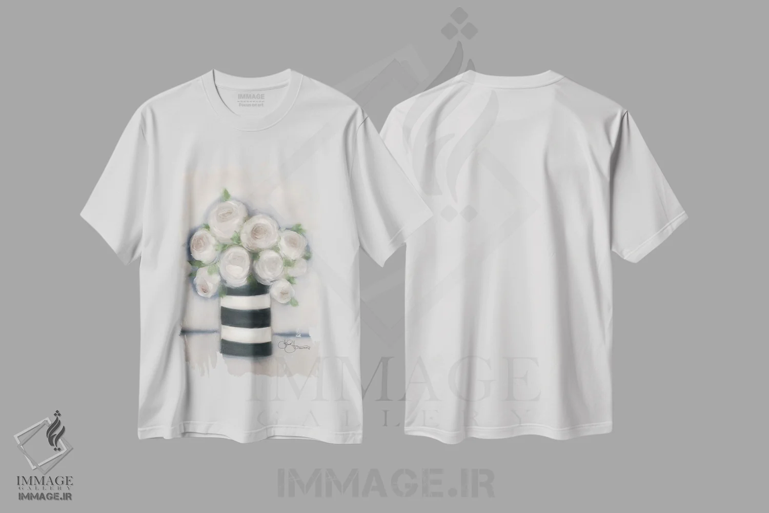 تیشرت سفید طرح دار خانه روستایی در حومه، دکور روستایی اثر هولی هکس آرت | immage.ir