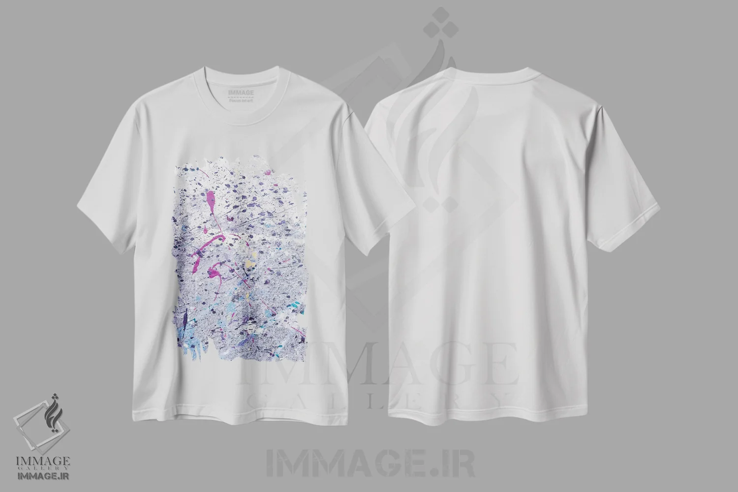 تیشرت سفید طرح دار انتزاعی ۱ اثر دن هابدی | فروشگاه ایماژ