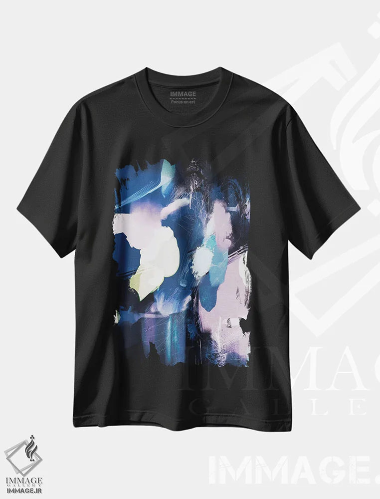 تیشرت مشکی طرح دار انتزاعی نرم اثر دن هابدی | فروشگاه ایماژ