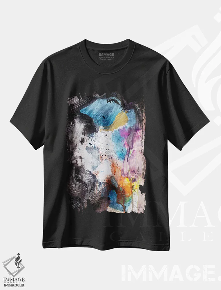 تیشرت مشکی طرح دار استوایی، آبستره اثر دن هابدی | فروشگاه ایماژ