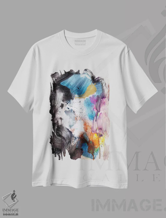 تیشرت سفید طرح دار استوایی، آبستره اثر دن هابدی | immage.ir