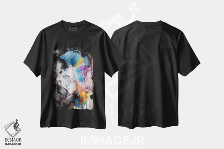 تیشرت مشکی طرح دار استوایی، آبستره اثر دن هابدی | فروشگاه ایماژ