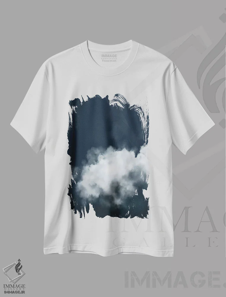 تیشرت سفید طرح دار ابری، آبستره اثر دن هابدی | immage.ir