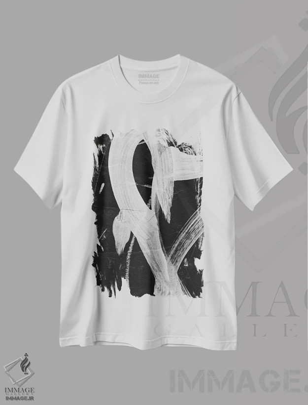 تیشرت سفید طرح دار غرق شدن ۱ اثر دن هابدی | فروشگاه ایماژ