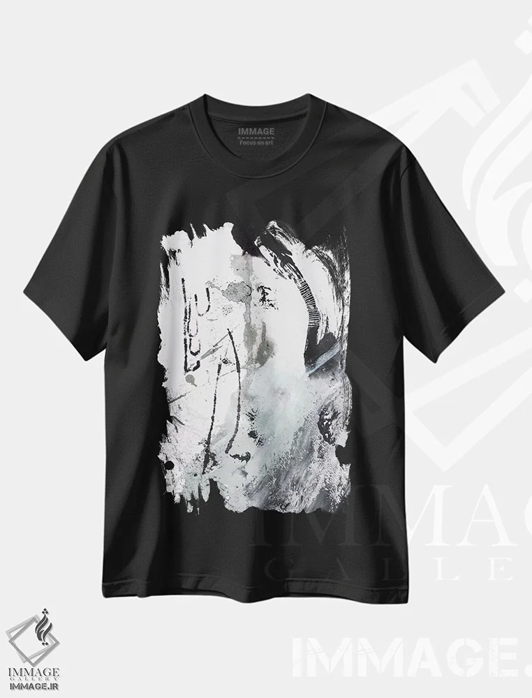 تیشرت مشکی طرح دار برانگیختن اثر دن هابدی | immage.ir