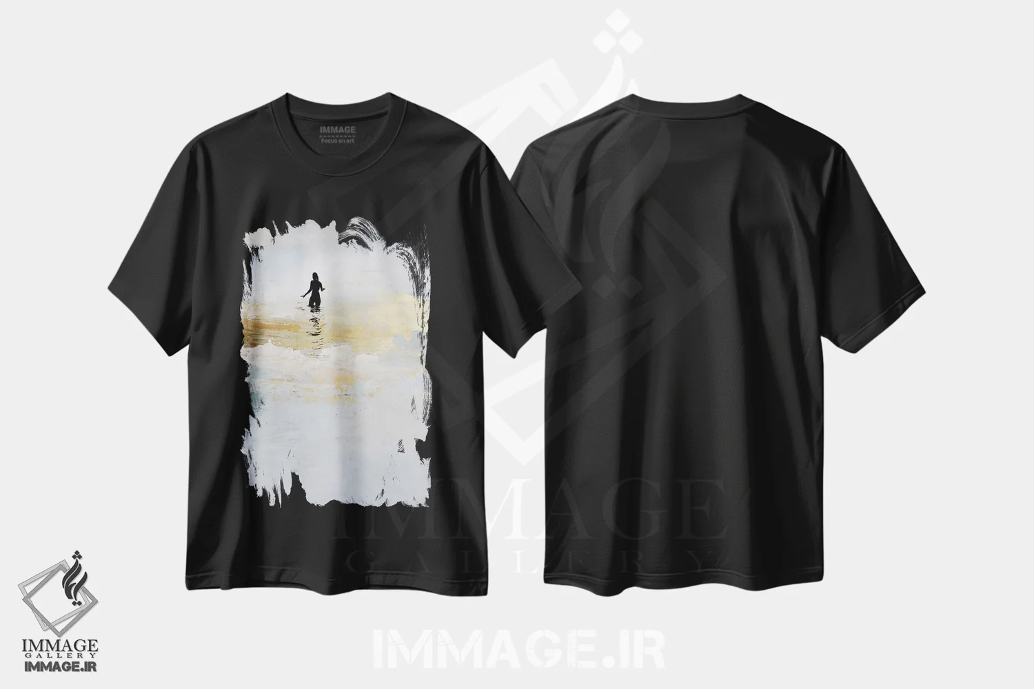 تیشرت مشکی طرح دار فرورفتن خورشید، آبستره اثر دن هابدی | immage.ir