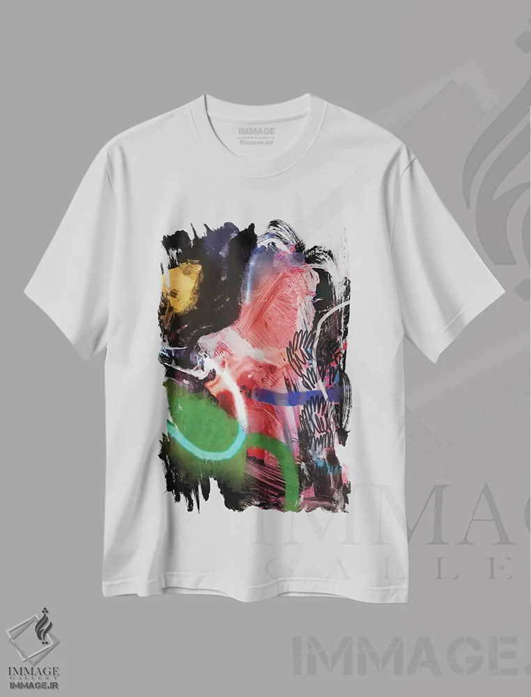 تیشرت سفید طرح دار حرکت اثر دن هابدی | immage.ir