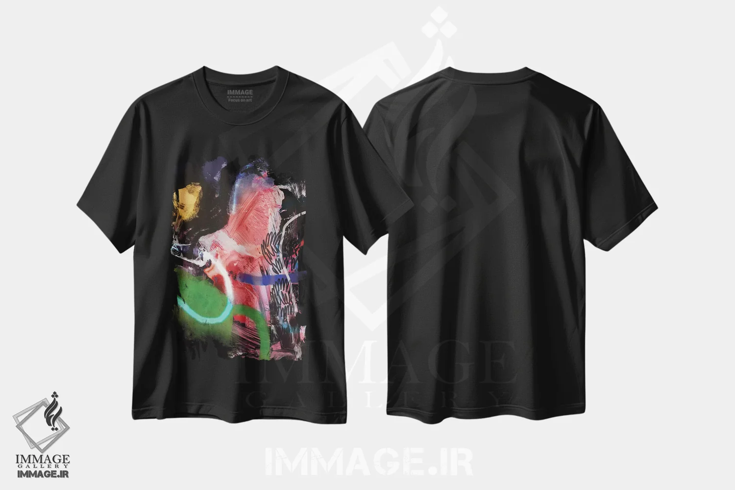 تیشرت مشکی طرح دار حرکت اثر دن هابدی | فروشگاه ایماژ