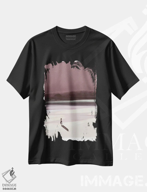 تیشرت مشکی طرح دار شکلک لب ساحل، آبستره اثر دن هابدی | immage.ir