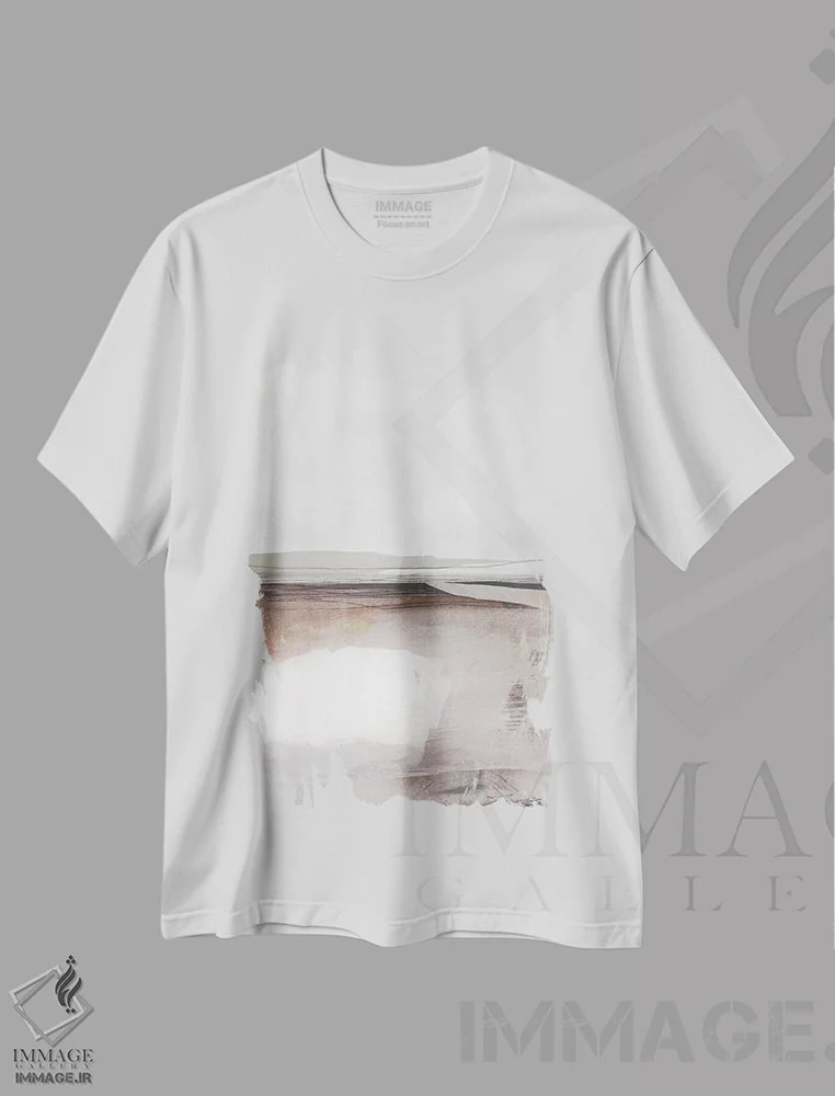 تیشرت سفید طرح دار مد و جزر اثر دن هابدی | immage.ir