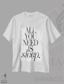 تیشرت سفید طرح دار تنها چیزی که نیاز داری خواب است، تایپوگرافی اثر هانی مون هتل | فروشگاه ایماژ