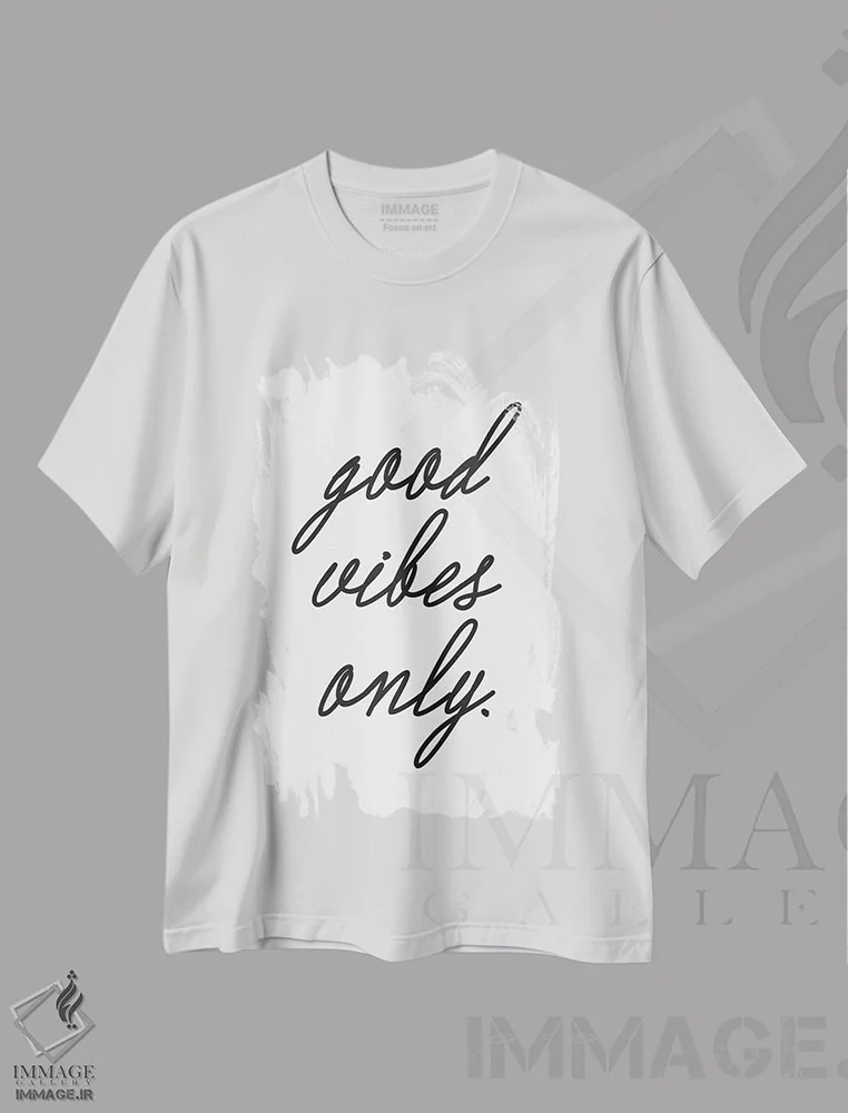تیشرت سفید طرح دار فقط انرژی مثبت، تزئینی اثر هانی مون هتل | فروشگاه ایماژ