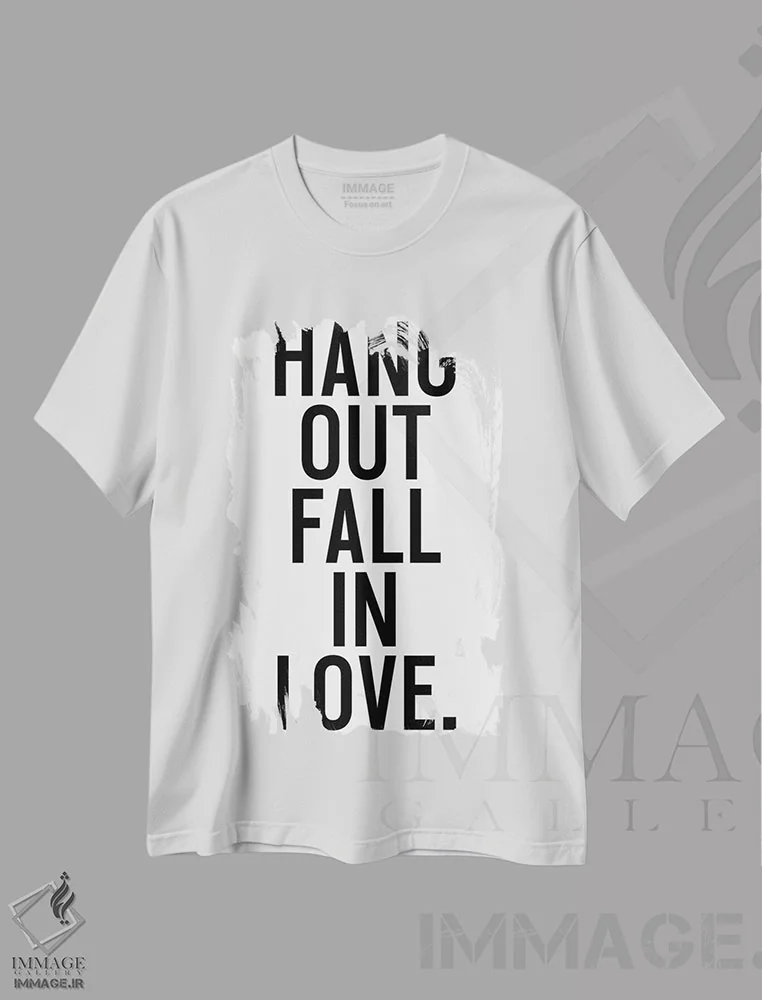 تیشرت سفید طرح دار با هم بودن، عاشق شدن، هنر دیجیتال اثر هانی مون هتل | فروشگاه ایماژ
