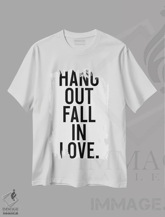 تیشرت سفید طرح دار با هم بودن، عاشق شدن، هنر دیجیتال اثر هانی مون هتل | فروشگاه ایماژ