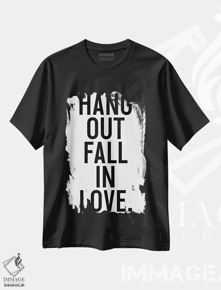 تیشرت مشکی طرح دار با هم بودن، عاشق شدن، هنر دیجیتال اثر هانی مون هتل | immage.ir