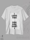 تیشرت سفید طرح دار دوستت دارم، من هم دوستت دارم، هنر دیجیتال اثر هانی مون هتل | فروشگاه ایماژ